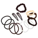 Hair Clip Set 12pc Includes 2 Clips and 10 Assorted Hair Ties Assorted Colours, Black & Neutrals – image 2
