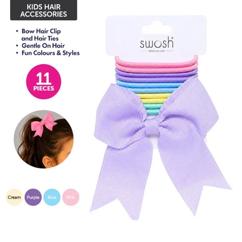 Hair Ties 11pc Includes 1 Bow Tie & 10 Hair Ties Pastel Colours – image 4