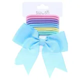 Hair Ties 11pc Includes 1 Bow Tie & 10 Hair Ties Pastel Colours – image 1