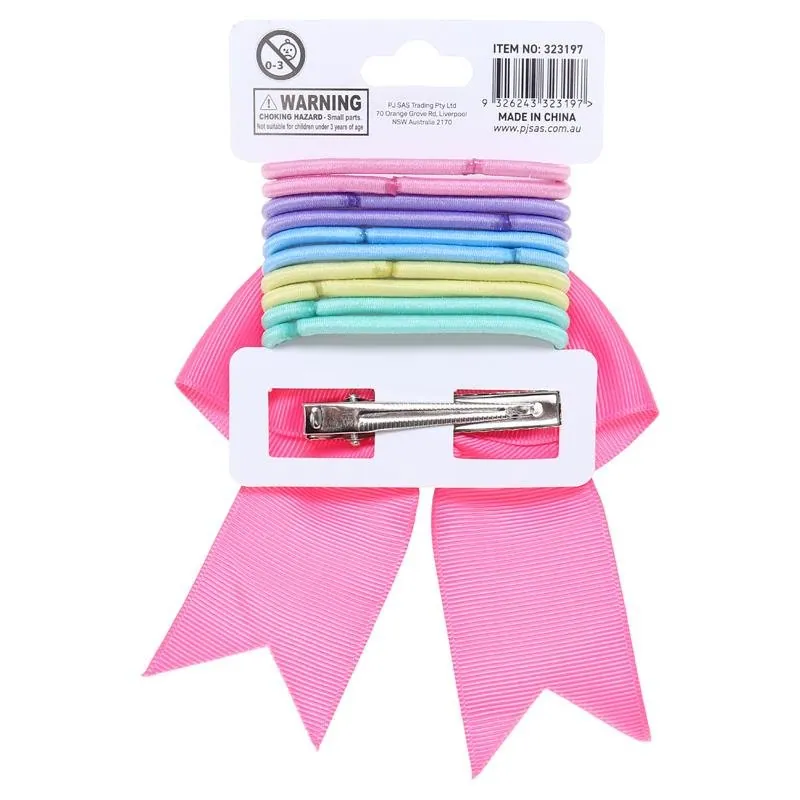 Hair Ties 11pc Includes 1 Bow Tie & 10 Hair Ties Pastel Colours – image 3