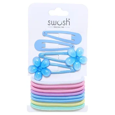 Hair Clip Set 12pc Includes 4 Clips & 8 Hair Ties Assorted Colours