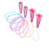 Hair Clip Set 12pc Includes 4 Clips & 8 Hair Ties Assorted Colours – image 2