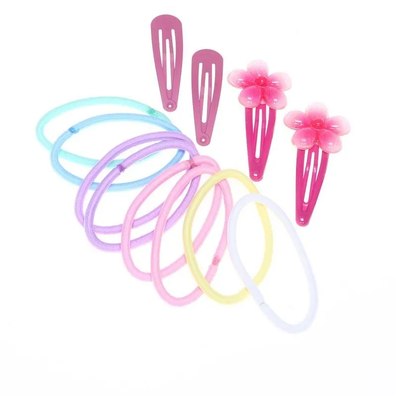 Hair Clip Set 12pc Includes 4 Clips & 8 Hair Ties Assorted Colours – image 2