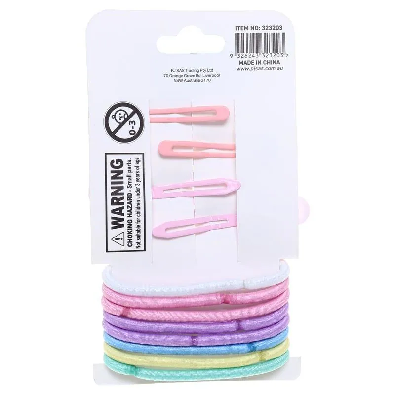 Hair Clip Set 12pc Includes 4 Clips & 8 Hair Ties Assorted Colours – image 3