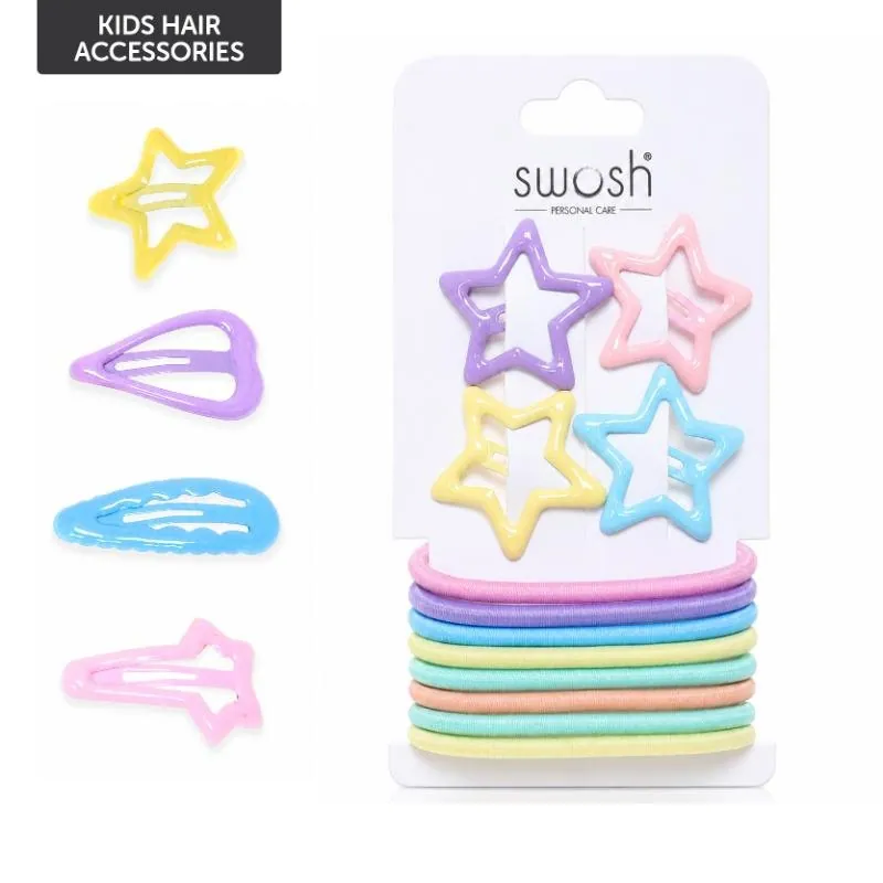 Hair Clips Set 12pc Includes 4 Clips & 8 Hair Ties Assorted Pastel Colours – image 4