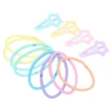 Hair Clips Set 12pc Includes 4 Clips & 8 Hair Ties Assorted Pastel Colours – image 2