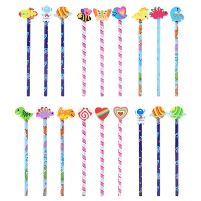 Pencil & Eraser Set 3pc in 6 Assorted Styles