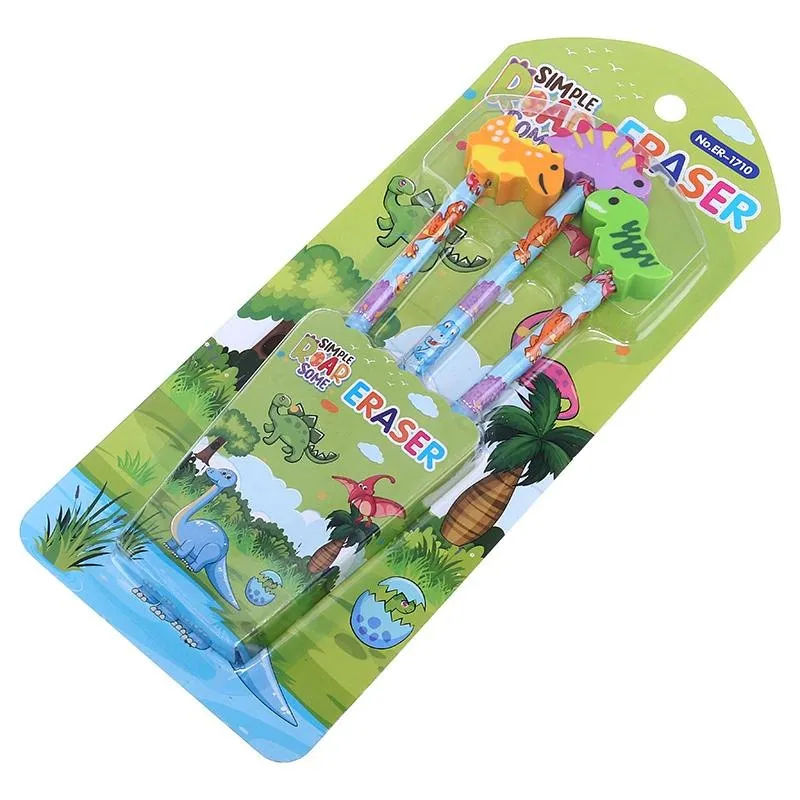 Pencil & Eraser Set 3pc in 6 Assorted Styles – image 3