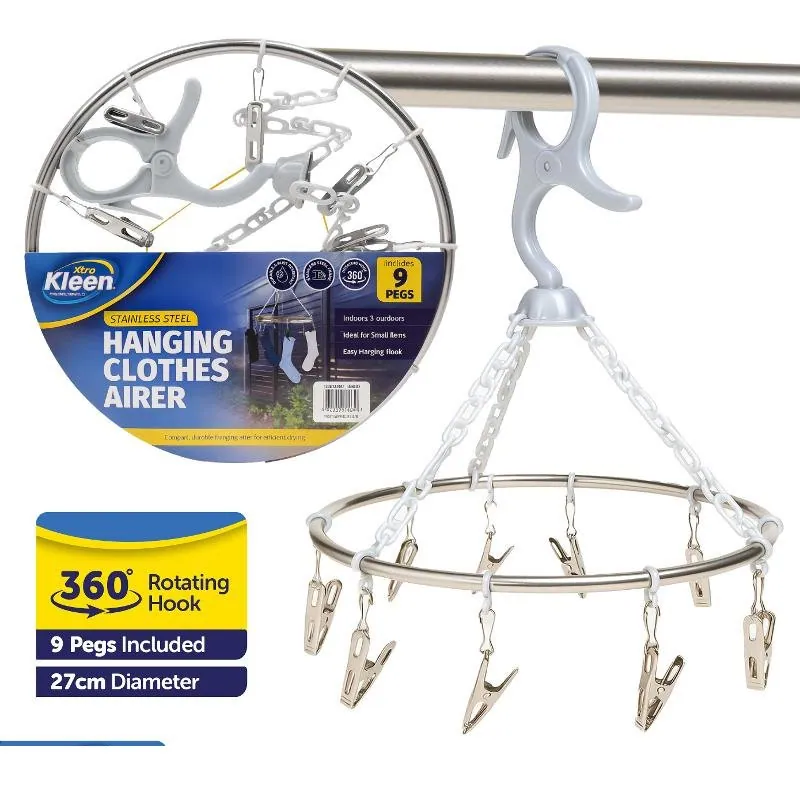 Pegs Hanging Airer with 9 Pegs – Stainless Steel – image 4