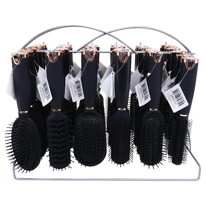 Hair Brush on Stand Black and Rose Gold in 6 Assorted Brush Styles – image 4