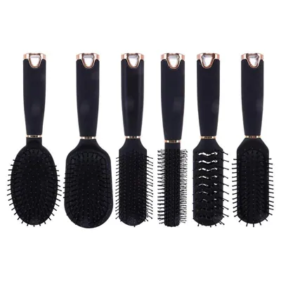 Hair Brush on Stand Black and Rose Gold in 6 Assorted Brush Styles