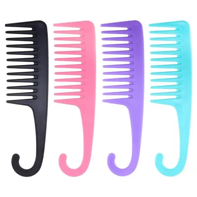 Wide Tooth Comb with Hanging Handle 22cm X 6cm - 4 Assorted Colours