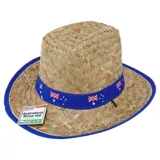 Australian Design Wide Brim Straw Hat with Drawstring & Blue Trim 37cm X 35cm – image 2
