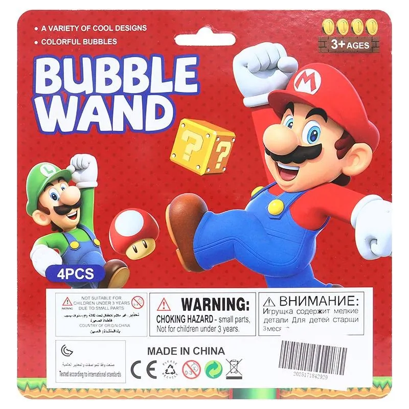 Super Player Character Bubble Wand 35ml Each 14cm X 2.5cm 4pk – image 3