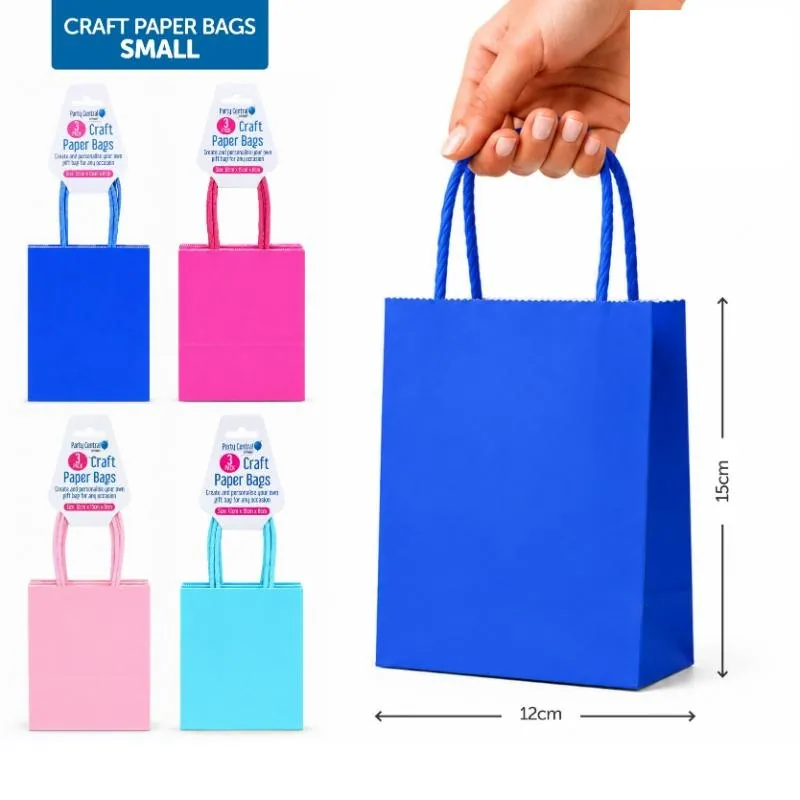 Craft Paper Bags 15cm X 12cm X 6cm 3pk - 4 Assorted Colours – image 4
