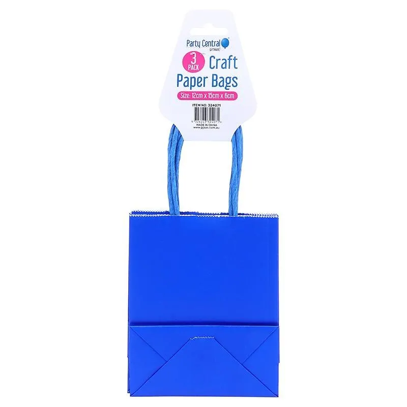 Craft Paper Bags 15cm X 12cm X 6cm 3pk - 4 Assorted Colours – image 3