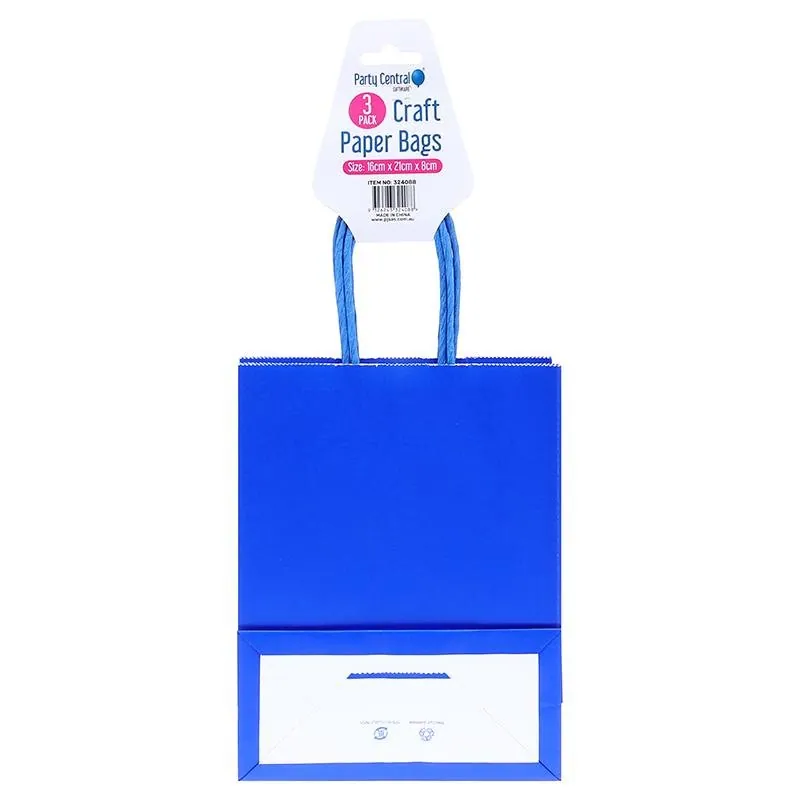 Craft Paper Bags 21cm X 16cm X 8cm 3pk - 4 Assorted Colours – image 3