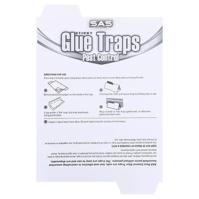 Sas Pest Control Glue Trap 5pk 13.5cm X 17.5cm White & Clear Glue