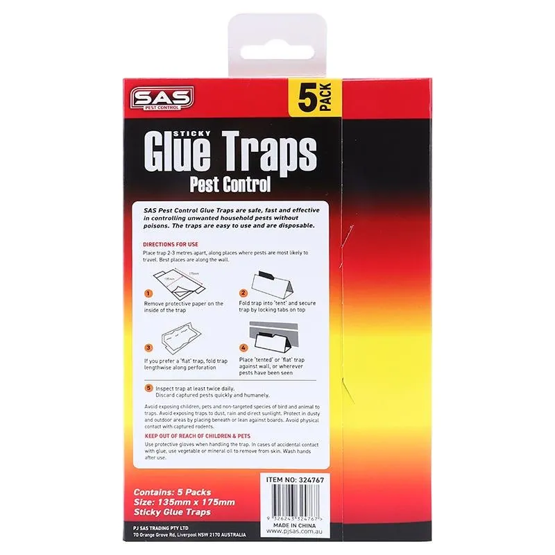 Sas Pest Control Glue Trap 5pk 13.5cm X 17.5cm White & Clear Glue – image 3