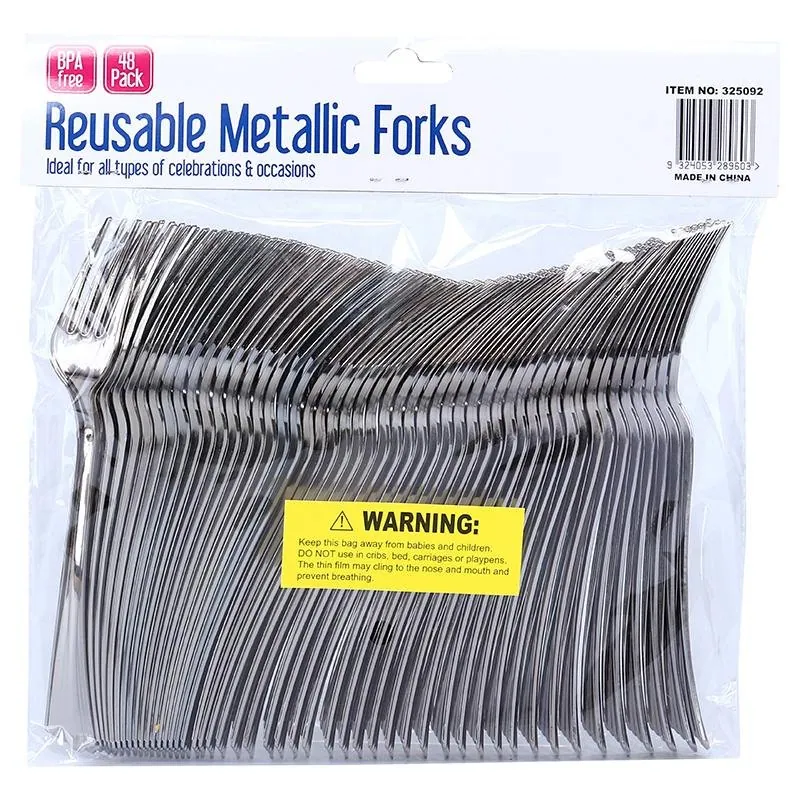 Reusable Cutlery Metallic Fork 48pk - 17.5cm – image 3