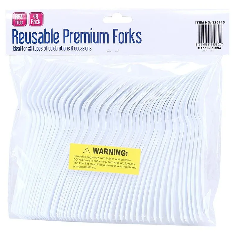 Reusable Cutlery Premium Plastic Fork 48pk - 17.5cm – image 3