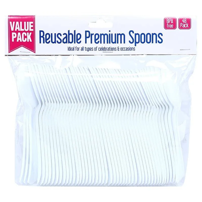 Reusable Cutlery Premium Plastic Spoon 48pk - 16cm – image 4