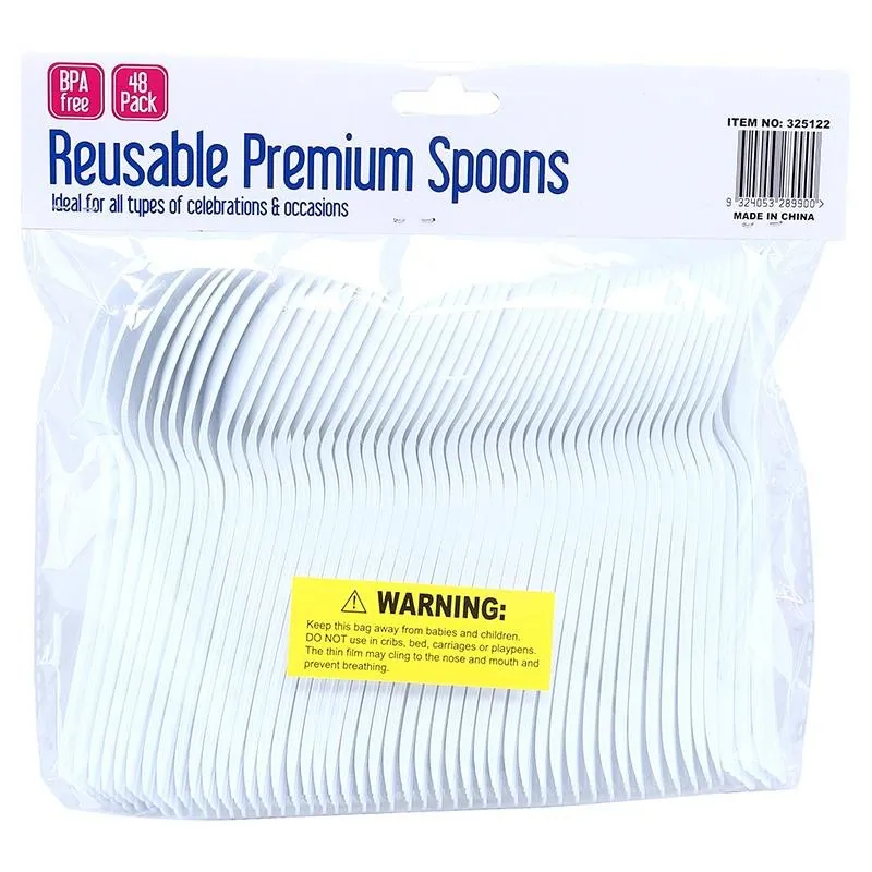 Reusable Cutlery Premium Plastic Spoon 48pk - 16cm – image 3