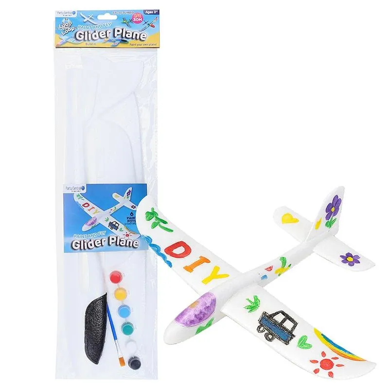 Glider Plane Aero Dynamic 48cm Foam - DIY Paint & Fly - Includes: 6 Paint Colours and Paint Brush – image 4