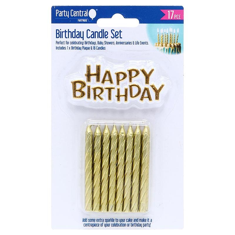 Birthday Candles & Plaque Set, Metallic (17 Pieces) — photo 2 of 4