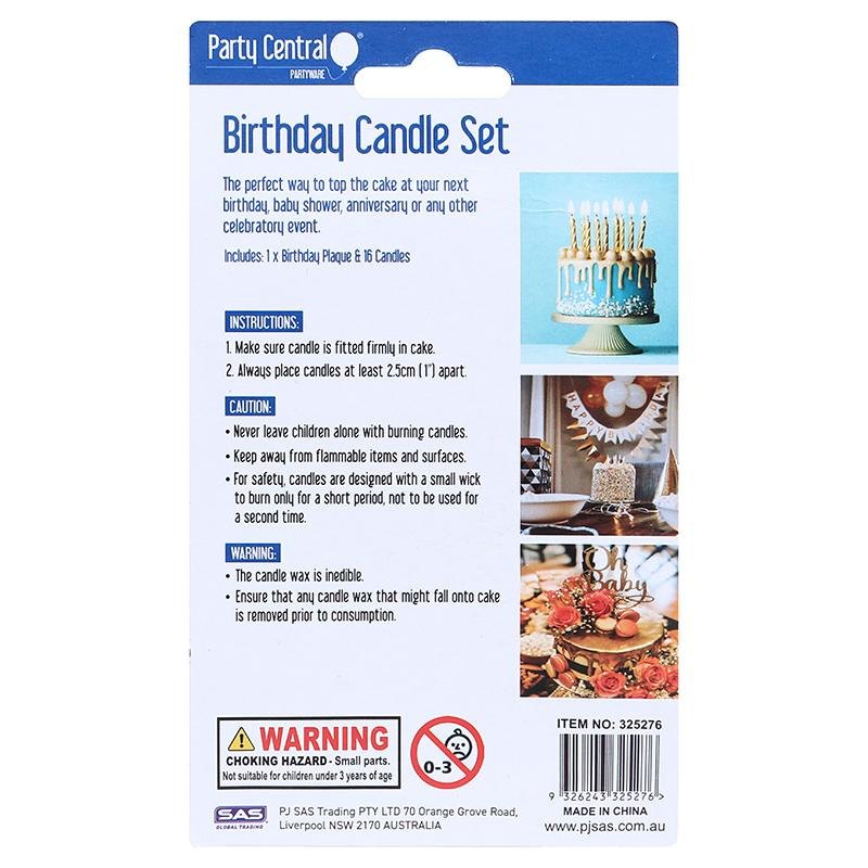 Birthday Candles & Plaque Set, Metallic (17 Pieces) — photo 4 of 4