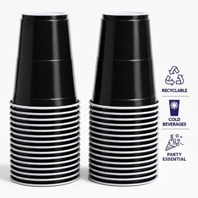 Drinkware & Partyware Party Cups 265ml 50pk American Black Cup 265ml American Black