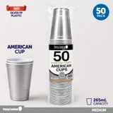 Drinkware & Partyware Party Cups 265ml 50pk American SIlver – image 3