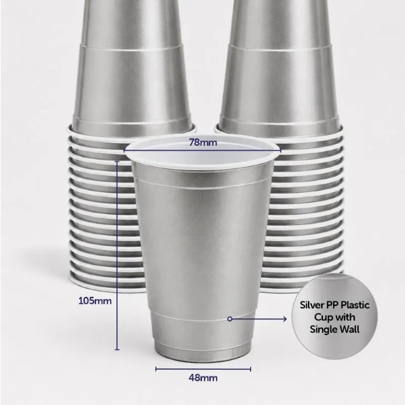Drinkware & Partyware Party Cups 265ml 50pk American SIlver – image 2