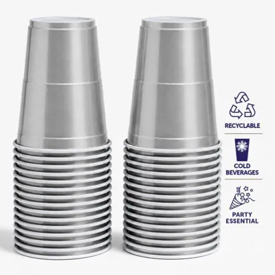 Drinkware & Partyware Party Cups 265ml 50pk American SIlver
