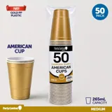 Drinkware & Partyware Party Cups 265ml 50pk American Gold – image 3