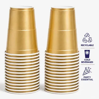 Drinkware & Partyware Party Cups 265ml 50pk American Gold