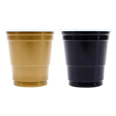 Drinkware & Partyware Shot Cups American 56ml 100pk 2 Assorted Colours Black and Gold
