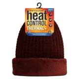 Beanie Adults Heat Control Thermal Lined Slouch Fringe Faux Fur Brown, Cream & Maroon – image 2