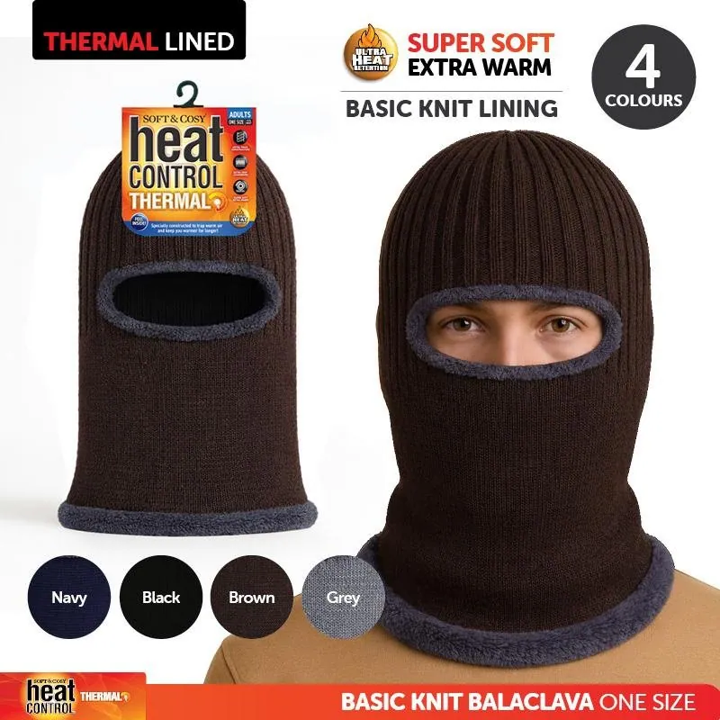 Balaclava Adults Heat Control Ultra Heat Retention Thermal Lined 4 Assorted Colours Navy Blue, Grey, Brown & Black – image 4