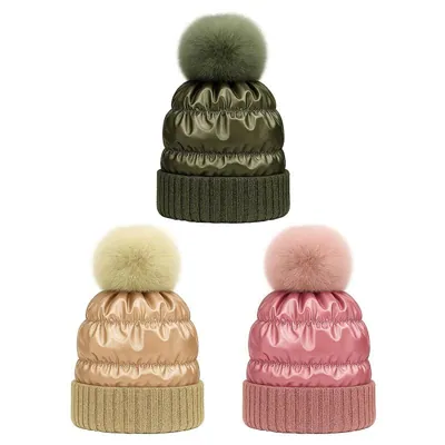 Beanie Adults Heat Control Thermal Lined Quilted Puffer Beanie 3 Assorted Colours (Green, Pink & Gold)
