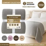Blanket Flannel Fleece Jacquard 150cm X 200cm Assorted Colours – image 4