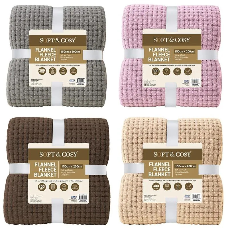 Blanket Flannel Fleece Jacquard 150cm X 200cm Assorted Colours – image 2