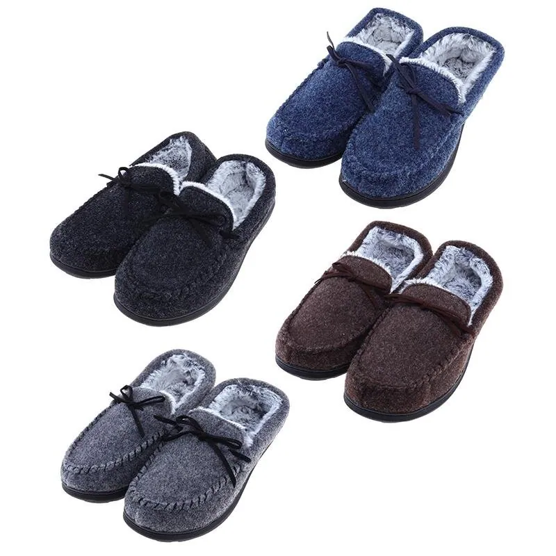 Slippers Premium Mens Moccasin Faux Fur Assorted Colours 4 Sizes: S,m,l,xl Memory Foam Insole – image 3