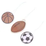 Air Fresheners Hanging Sport Designs 2pK, 3 Assorted Designs/ Scents (Football- Ocean Breeze, Soccer Ball- Black Ice & Basketball- Citrus Crush) – image 2