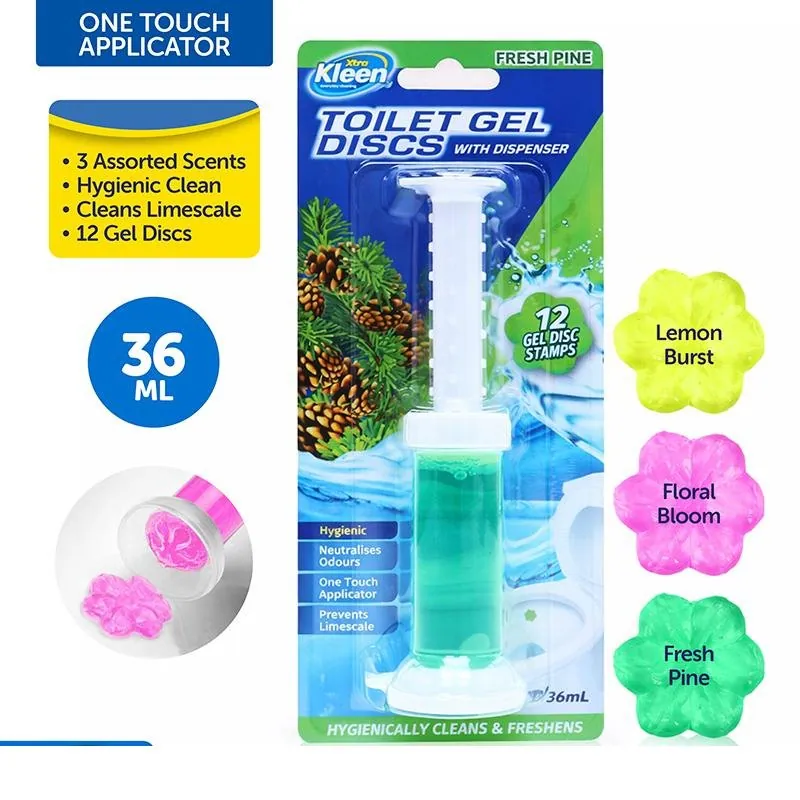 Toilet Gel Discs & Dispenser 36ml (12 Applications) 3 Assorted Scents: Floral Bloom, Fresh Pine, Lemon Burst – image 4