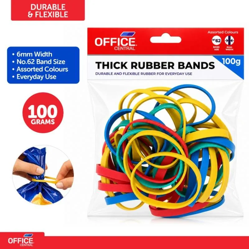 Rubber Bands Assorted Colour 100g - Extra Thick 6mm – image 4