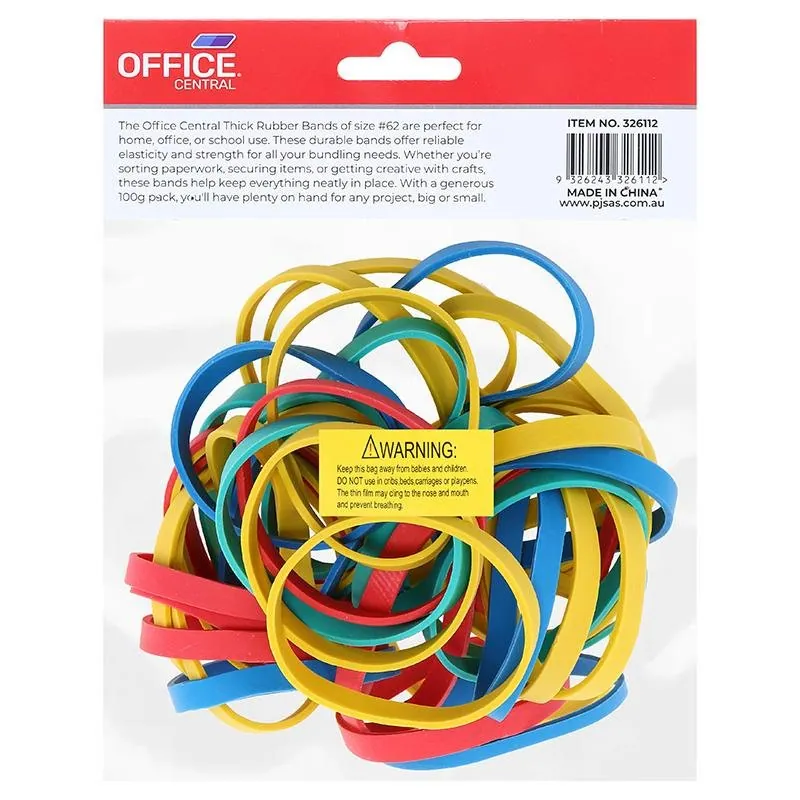 Rubber Bands Assorted Colour 100g - Extra Thick 6mm – image 3