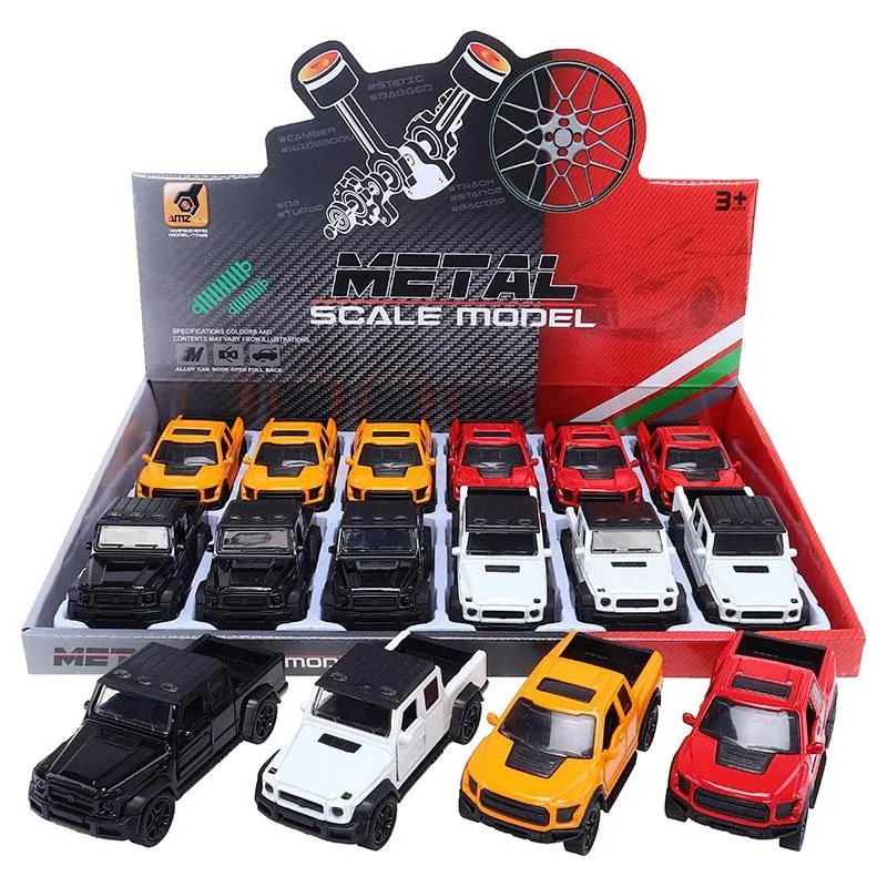 Diecast Pull Back Ute- 4 Assorted Colours, Black, White, Yellow, Red – image 4