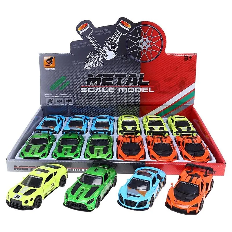 Diecast Pull Back Sports Car- 4 Assorted Colours, Blue, Green, Yellow, Orange – image 4