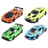 Diecast Pull Back Sports Car- 4 Assorted Colours, Blue, Green, Yellow, Orange – image 1